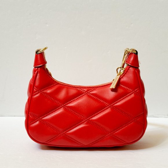 Michael Kors CORA XS MINI Shoulder Crossbody Bag Quilted Bright Red/Gold - Picture 2 of 14
